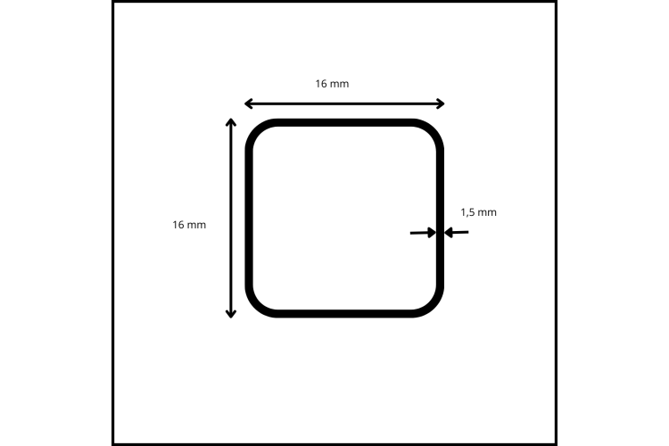 TUBE ACIER CARRE 16X16X1.5